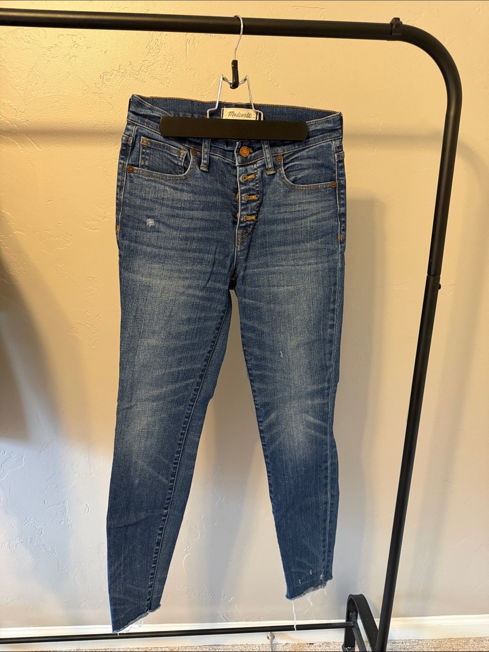 Madewell Medium Blue High-Rise Cropped Button-Fly Jeans